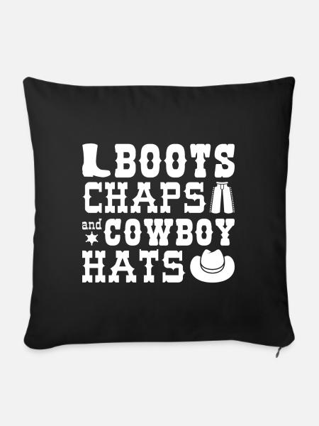 Boots Chaps und Cowboyhüte - Sofakissen mit Füllung 45 x 45 cm - Schwarz