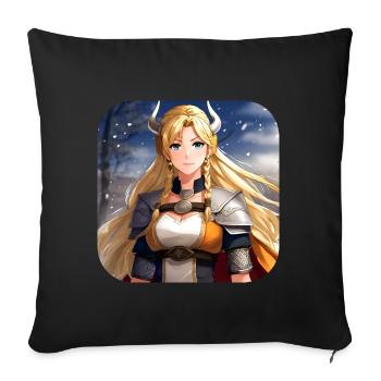 Niedliche Manga Kriegerin - Sofakissen mit Füllung 45 x 45 cm - Schwarz - Vorne