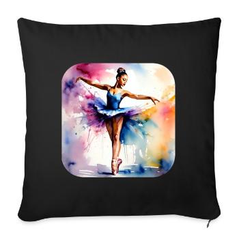 Ballerine étoile aux couleurs vives - Coussin et housse de 45 x 45 cm - noir - Devant