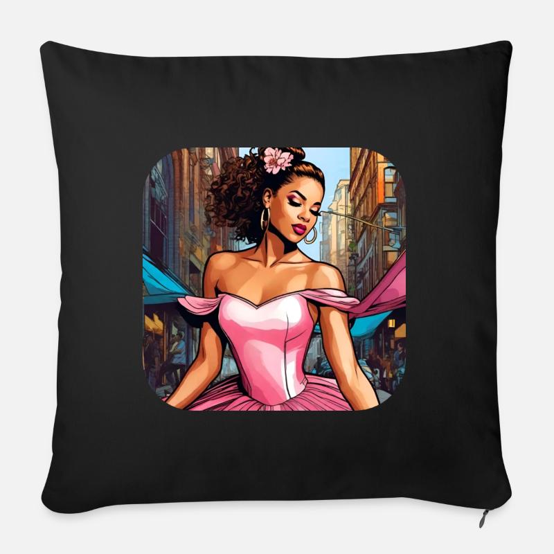 Moderne Märchen Prinzessin in Rosa - Sofakissen mit Füllung 45 x 45 cm - Schwarz