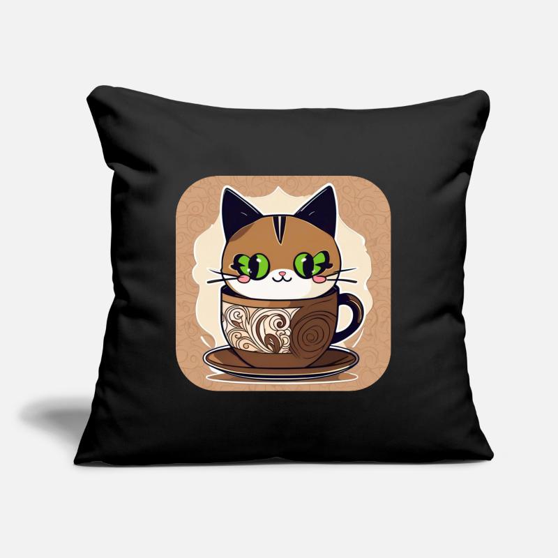 Chat de café mignon Coussin et housse de 45 x 45 cm