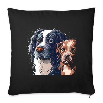 Dogs in pixel art - Sofa pillow with filling 45cm x 45cm - black - Front