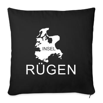 Insel Rügen Umriss weiß - Sofakissen mit Füllung 45 x 45 cm - Schwarz - Vorne