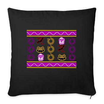 Ugly Halloween Sweater Skull Pumpkin Bat - Sofa pillow with filling 45cm x 45cm - black - Front