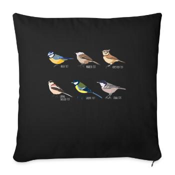 Tit Bird Collection - Vogelbeobachtungsgeschenk - Sofakissen mit Füllung 45 x 45 cm - Schwarz - Vorne
