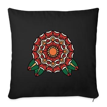 Blumen Blüte mandala - Sofakissen mit Füllung 45 x 45 cm - Schwarz - Vorne