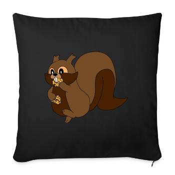 Eichhörnchen Keks süß - Sofakissen mit Füllung 45 x 45 cm - Schwarz - Vorne