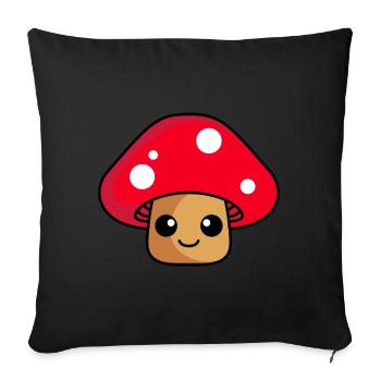 Bande dessinée champignon - Coussin et housse de 45 x 45 cm - noir - Devant