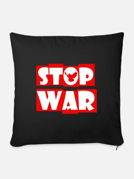 stop war - Sofakissen mit Füllung 45 x 45 cm - Schwarz