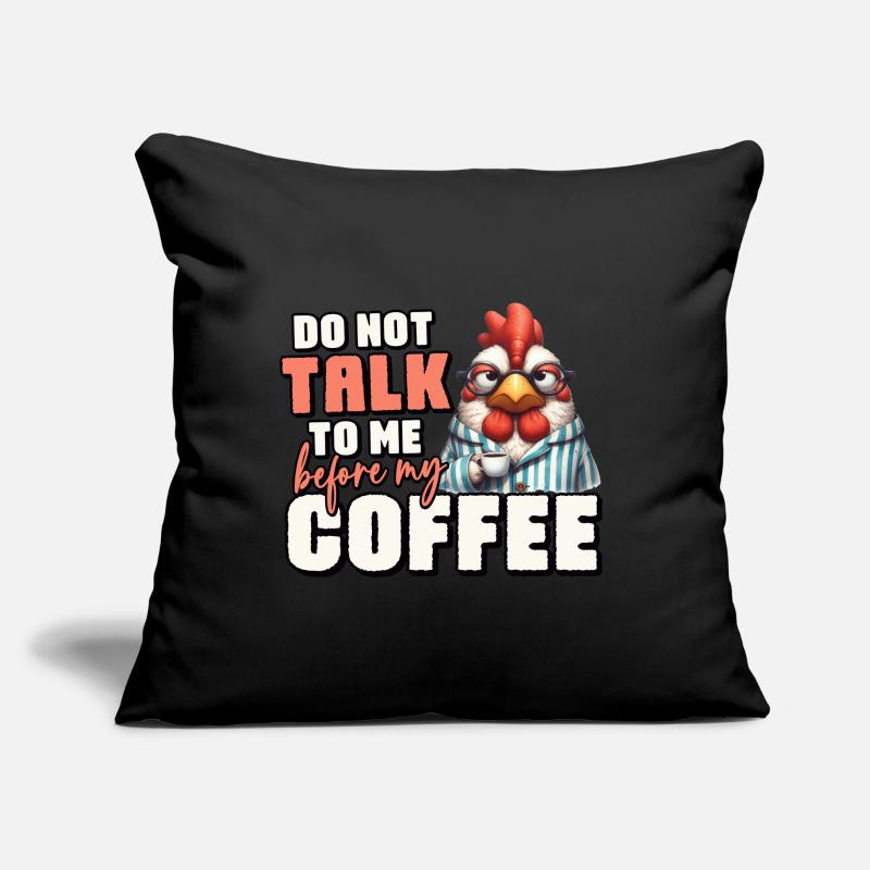 Grumpy rooster with coffee Sofa pillow with filling 45cm x 45cm