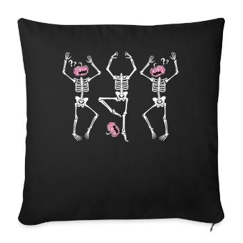 Drôle de squelettes dansants Halloween Ballerine rose - Coussin et housse de 45 x 45 cm - noir - Devant