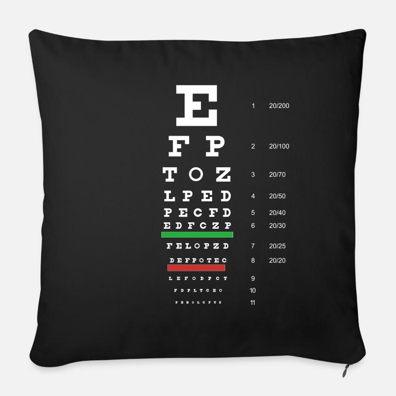 Snellen-Augendiagramm - Sofakissen mit Füllung 45 x 45 cm - Schwarz