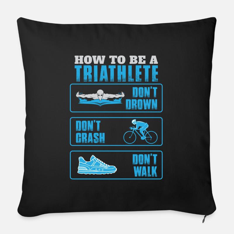 Triathlon - Sofa pillow with filling 45cm x 45cm - black