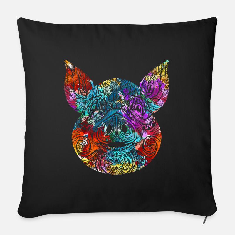 Schwein - Sofakissen mit Füllung 45 x 45 cm - Schwarz