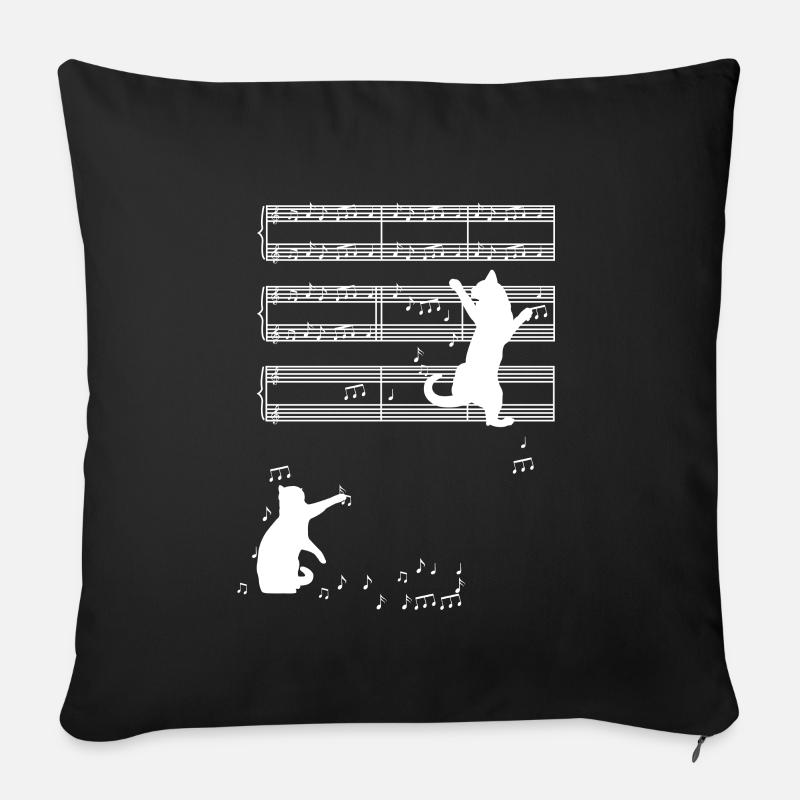 Musique de chat - Coussin et housse de 45 x 45 cm - noir