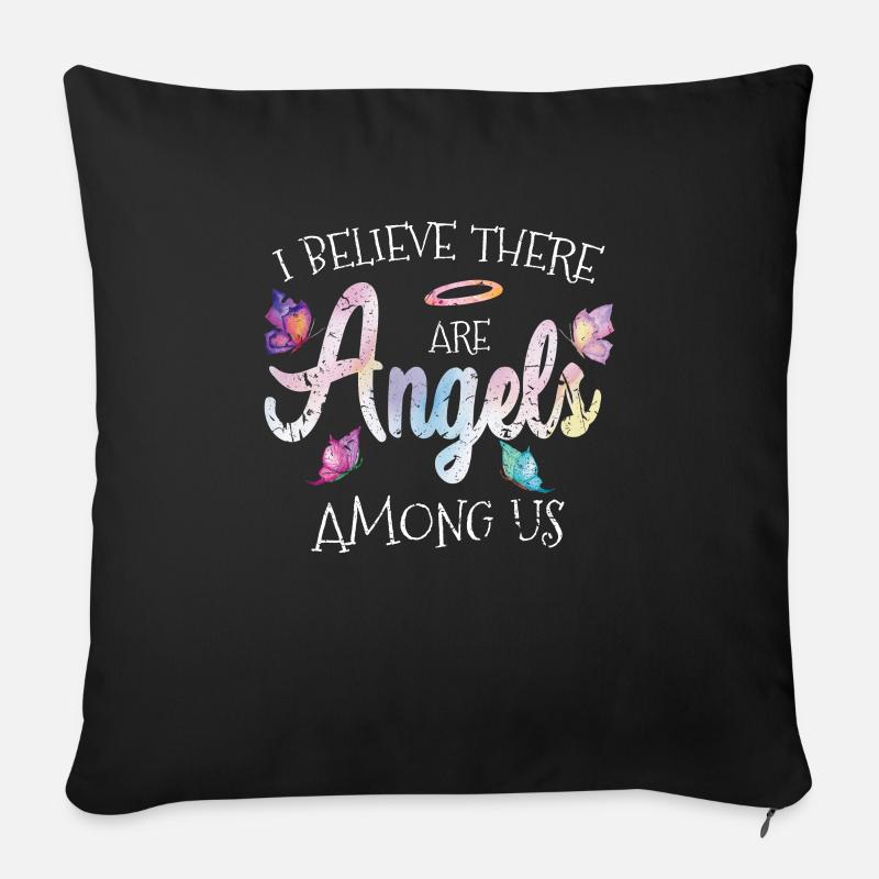 Ange ange gardien - Coussin et housse de 45 x 45 cm - noir
