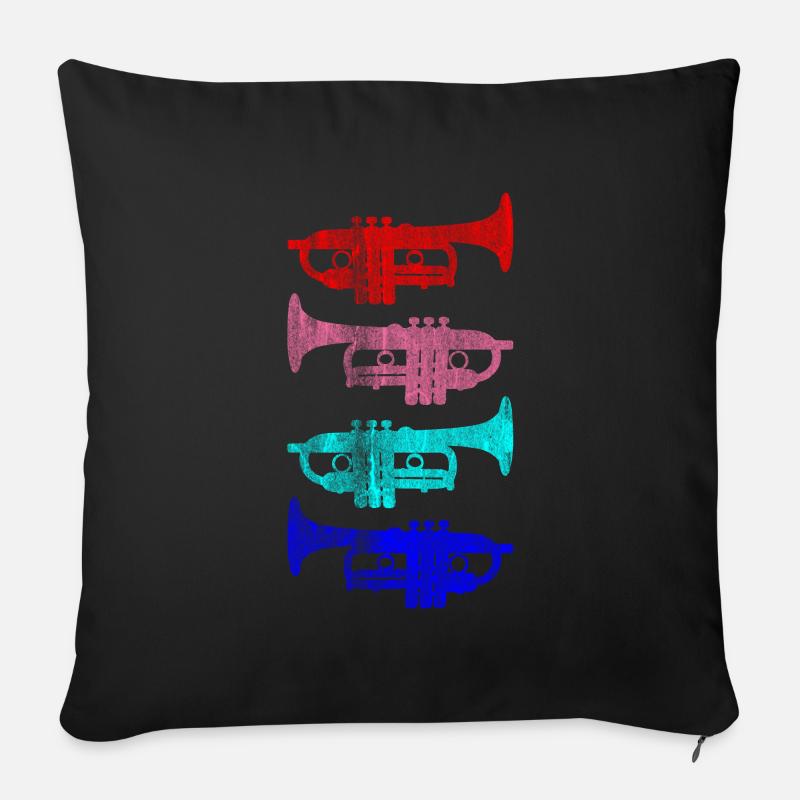 Trompete Instrument - Sofakissen mit Füllung 45 x 45 cm - Schwarz