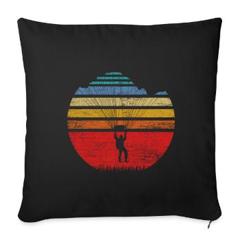 Paragliding Gleitschirm - Sofakissen mit Füllung 45 x 45 cm - Schwarz - Vorne