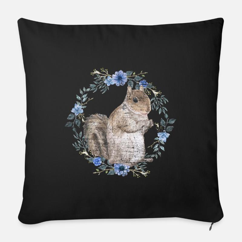 écureuil - Coussin et housse de 45 x 45 cm - noir