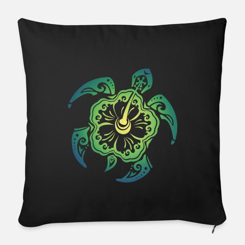 Tortue créatures marines - Coussin et housse de 45 x 45 cm - noir