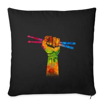 Drums - Sofa pillow with filling 45cm x 45cm - black - Front