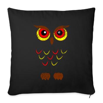 Chouette oiseau de proie - Coussin et housse de 45 x 45 cm - noir - Devant