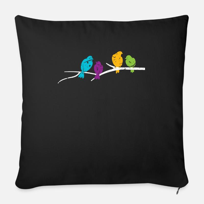 Oiseaux - Coussin et housse de 45 x 45 cm - noir