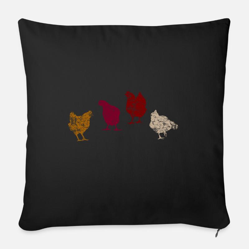 Chicken Chickens - Sofa pillow with filling 45cm x 45cm - black