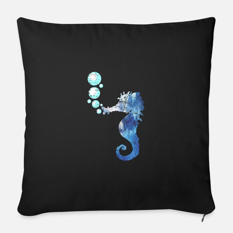 Seepferdchen Meeresbewohner - Sofakissen mit Füllung 45 x 45 cm - Schwarz