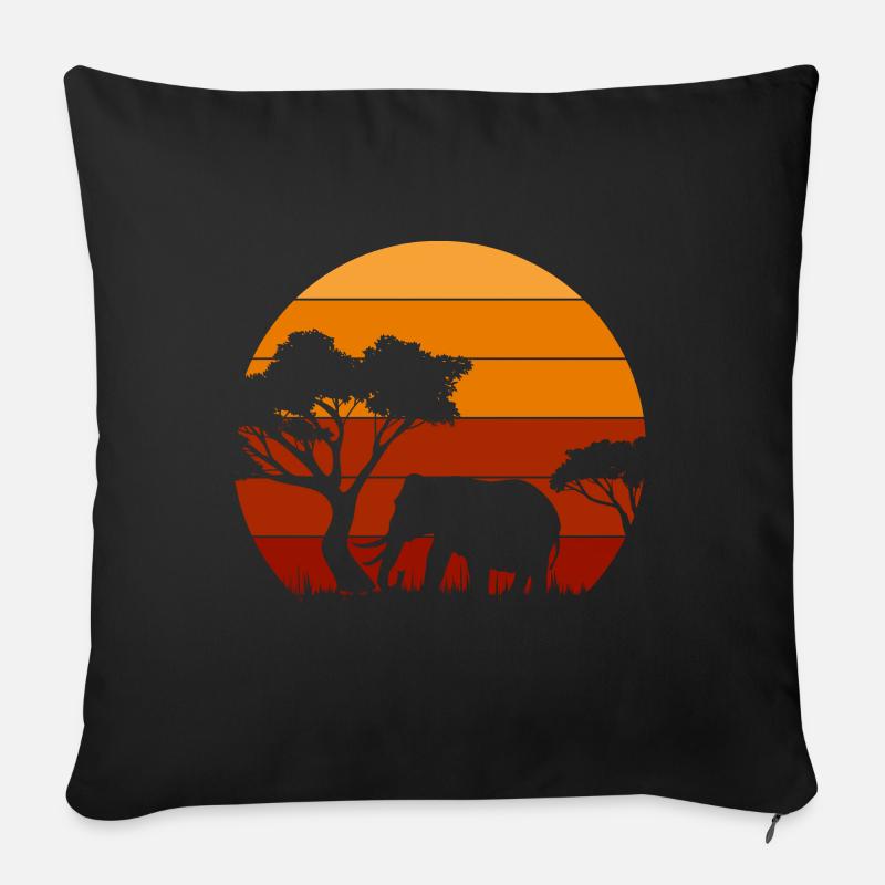 éléphants - Coussin et housse de 45 x 45 cm - noir