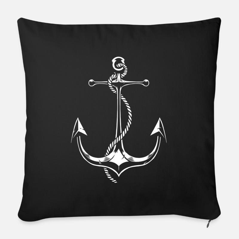 ancre - Coussin et housse de 45 x 45 cm - noir