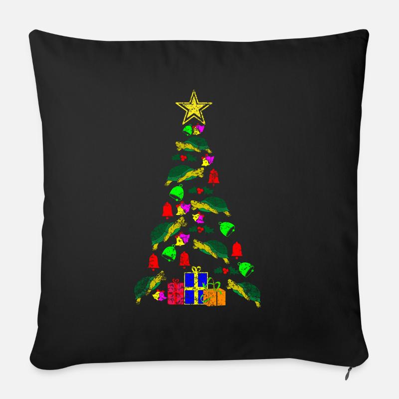 Schildkröte Weihnachtsbaum - Sofakissen mit Füllung 45 x 45 cm - Schwarz