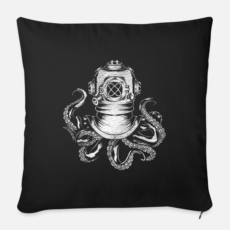 Poulpe - Coussin et housse de 45 x 45 cm - noir