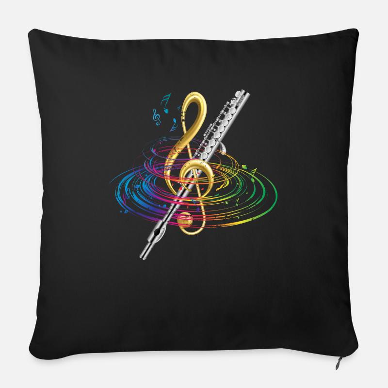 Flöte Flötist - Sofakissen mit Füllung 45 x 45 cm - Schwarz