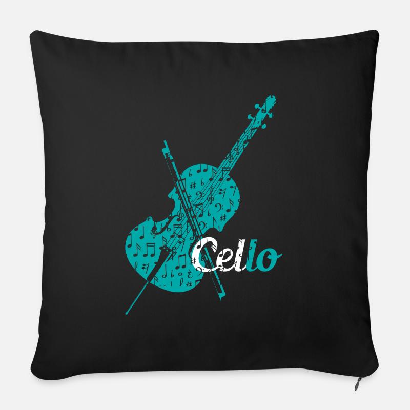 Cello Geige - Sofakissen mit Füllung 45 x 45 cm - Schwarz