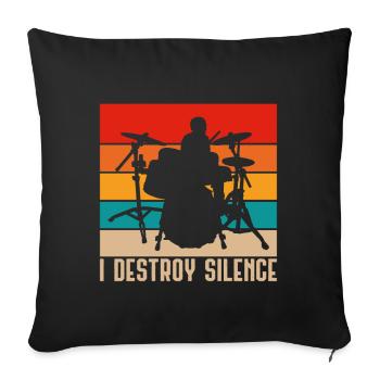 Drums - Sofa pillow with filling 45cm x 45cm - black - Front