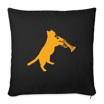 Trompette instrument de musique chat - Coussin et housse de 45 x 45 cm - noir - Devant