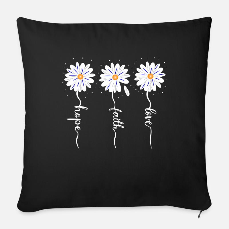 faith hope love Gänseblümchen - Sofakissen mit Füllung 45 x 45 cm - Schwarz