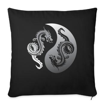 Ying Yang, dragons, yoga attitude to life - Sofa pillow with filling 45cm x 45cm - black - Front