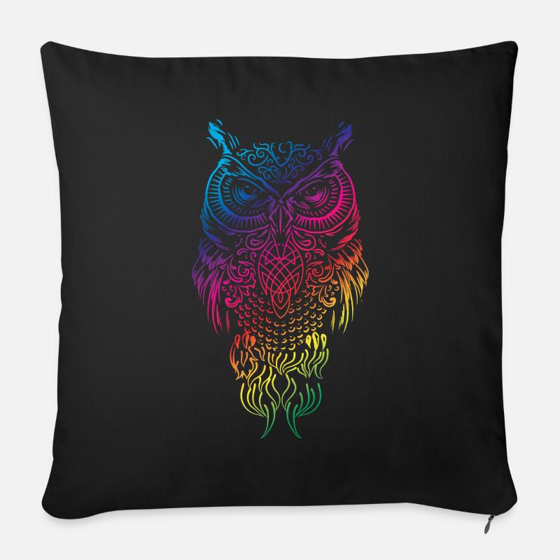 Eule und Uhu der einen anstarrt - Sofakissen mit Füllung 45 x 45 cm - Schwarz