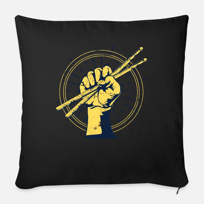 Schlagzeug Drumstick Rock - Sofakissen mit Füllung 45 x 45 cm - Schwarz