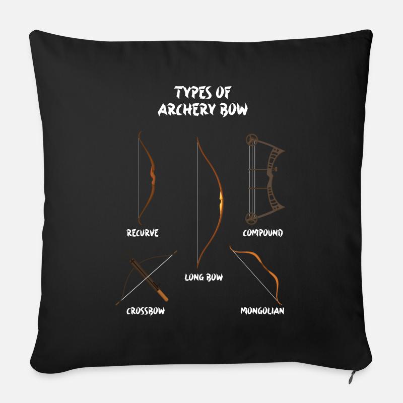 Types d’arcs, arcs longs, tir à l’arc - Coussin et housse de 45 x 45 cm - noir