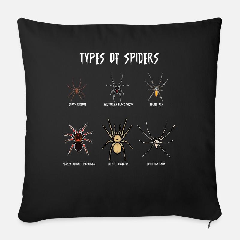 Arten Von Spinnen, Spinne - Sofakissen mit Füllung 45 x 45 cm - Schwarz