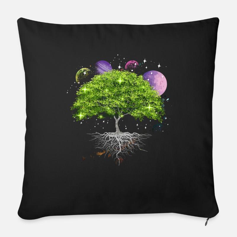 Tree of Life Galaxy, Planets, Solar System, - Sofa pillow with filling 45cm x 45cm - black