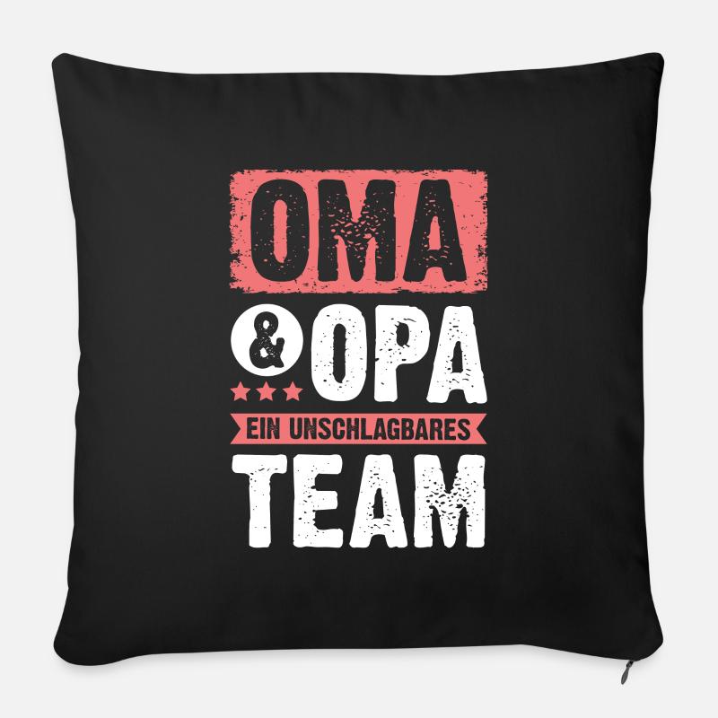 oma und opa team - Sofakissen mit Füllung 45 x 45 cm - Schwarz
