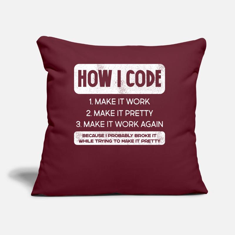 Programmeur, Code, Nerd, Programmation Coussin et housse de 45 x 45 cm