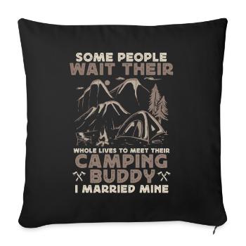 Camping Buddy Marié, Camping, Plein air - Coussin et housse de 45 x 45 cm - noir - Devant