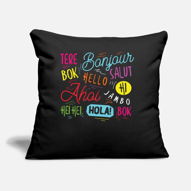 Hello World dans différentes langues Coussin et housse de 45 x 45 cm