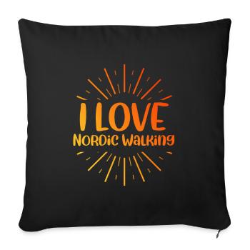 I love Nordic Walking - Sofa pillow with filling 45cm x 45cm - black - Front