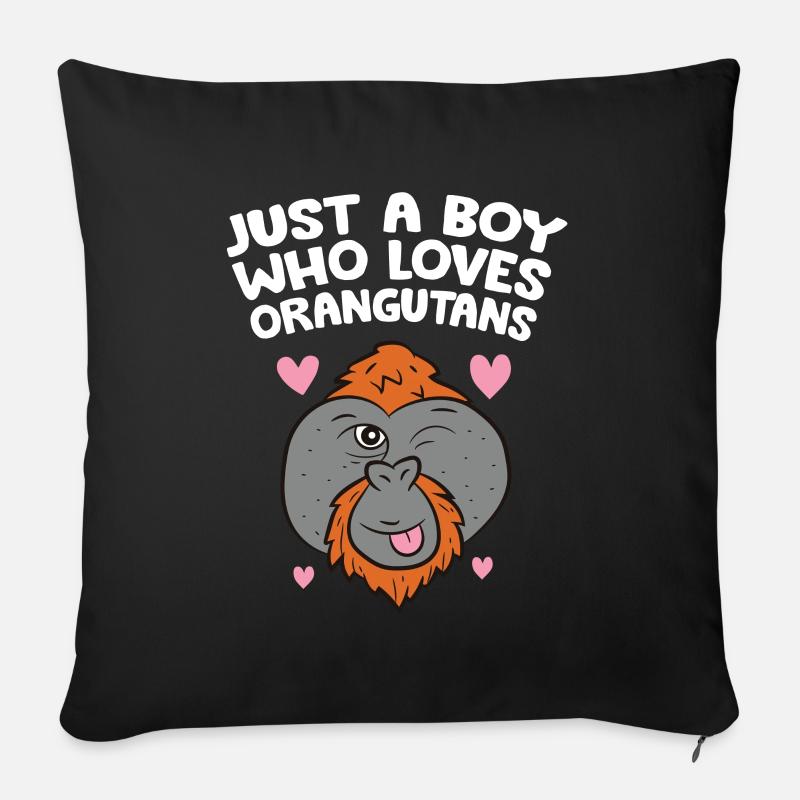 Nur ein Junge, der Orang-Utans liebt - Sofakissen mit Füllung 45 x 45 cm - Schwarz
